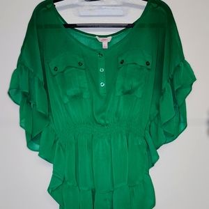 Sheer emerald green blouse